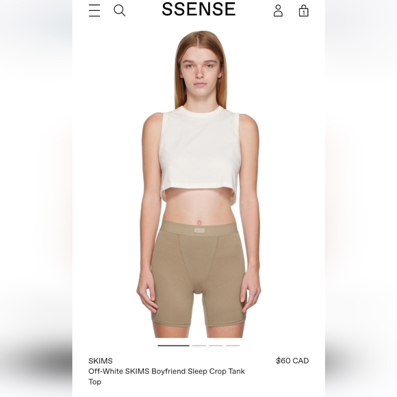 SKIMSOff-White SKIMS Boyfriend Sleep Crop Tank Top - Picture 2 of 7